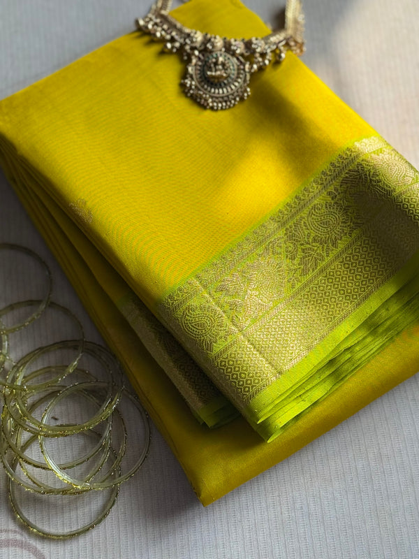 Pure Kanjivaram Soft Silk Saree with Paisley Zari Buttas & Kanchi Border – Vintage Edition