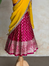 Kids Pavazhamalli Half Saree with Zari Buttas & Yellow Davani