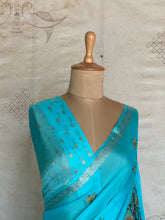 Sadhna - Pure Chiffon Cross Stitch Saree with Floral Embroidered Border & Zari Pallu
