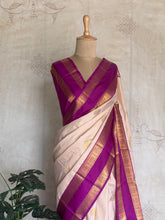 Ivory & Magenta Semi Kanchi Silk Saree