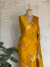Vandita - Pure Chiffon Saree with Cross Stitch Floral Embroidery