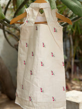 Pleated A line Floral Embroidered Dress - Pink