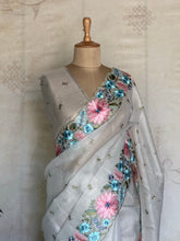 Moksha - Bloom Silk Kota Floral Embroidered Saree