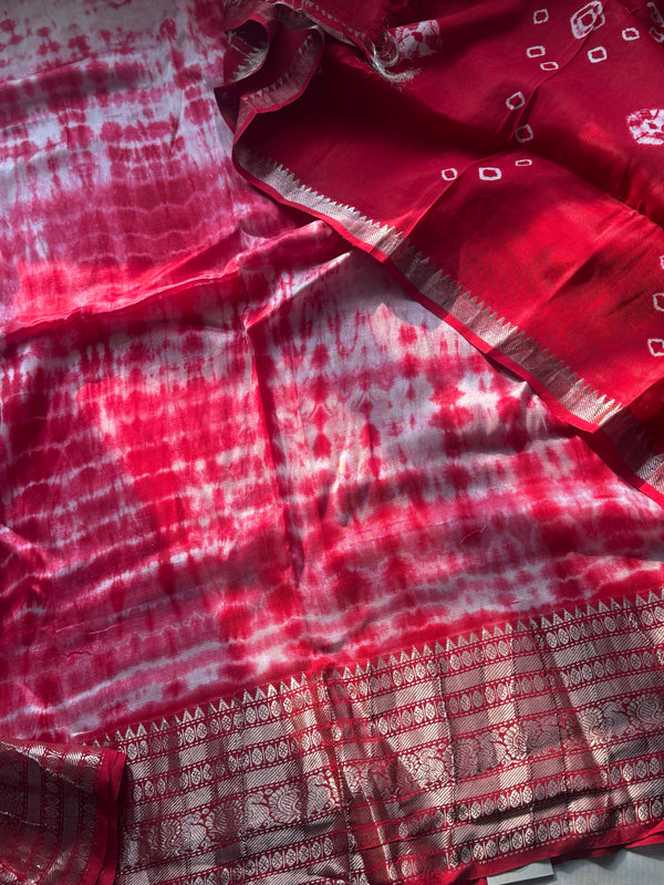 Shibori Mangalgiri Silk Cotton Unstitched - Kurta + Dupatta