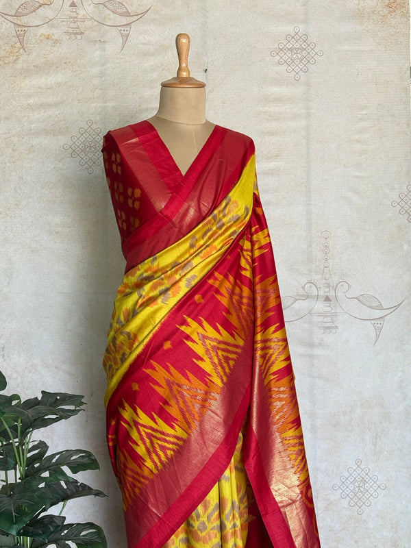 Ikkat Patola Inspired Semi Silk Saree