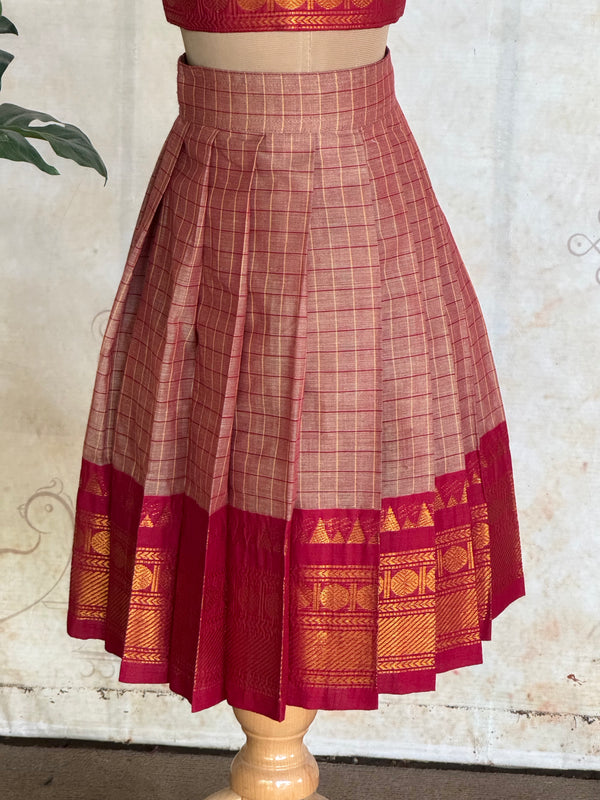 Vaagai - Chettinad Cotton Checkered Skirt and Top