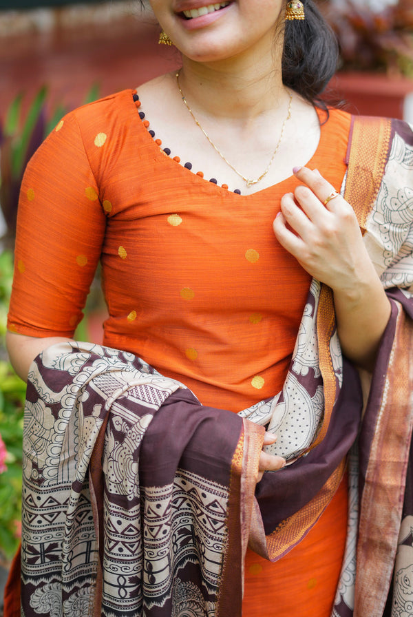 Aadhira - Raw Silk 3-Piece Suit Set with Pure Mangalgiri Silk Dupatta