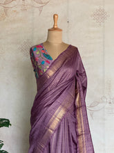 Ritambhara - Soft Tussar Zari Checks Saree