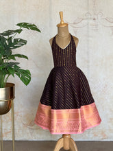 Manya- Backless Kids Zari Dress – Maroon & Peach Festive Wear