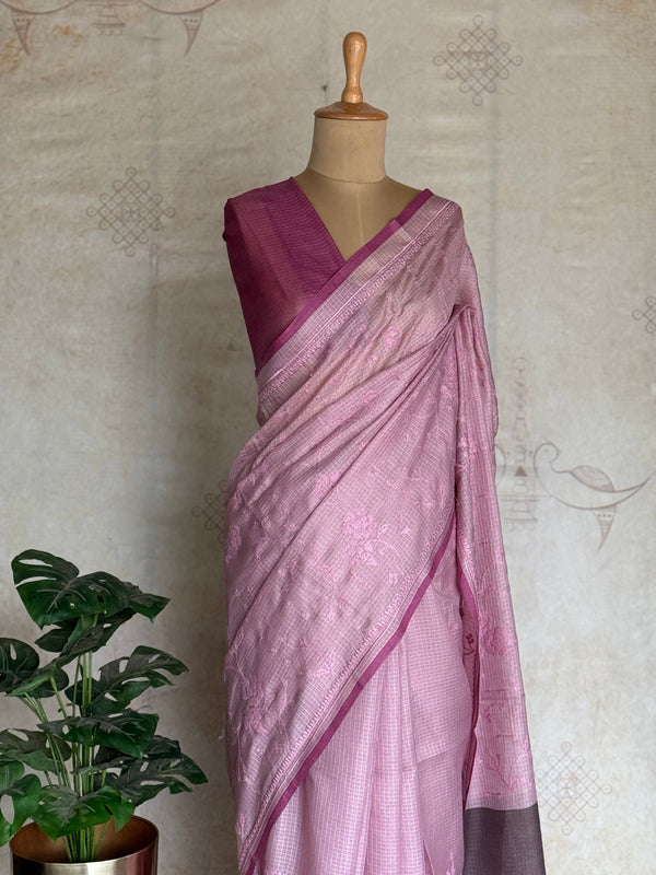 Diksha - Kota Cotton Cross Stitch Embroidered Saree