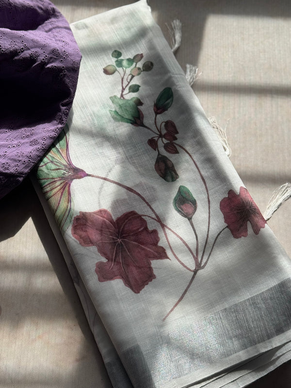 Kaira - Floral Linen Saree