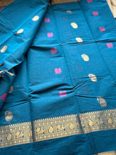 Kanchi Cotton Saree with Gold Zari Peacock Border - Traditional Wear