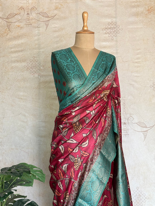 Chandini - Kalamkari Antique Zari Border Saree