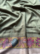 Gulmohar - Pen Kalamkari Tussar Silk Saree with Zari Border & Artistic Pallu