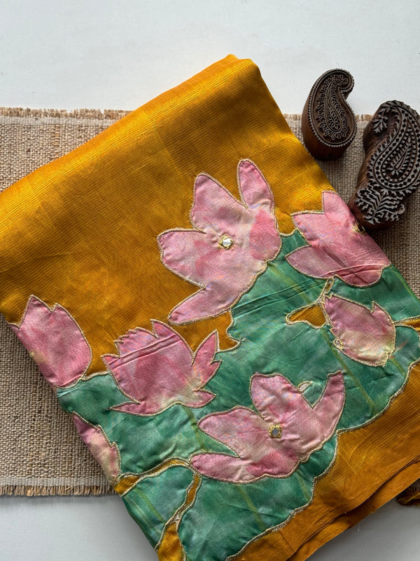 Mangalgiri Silk Cotton Saree with Applique