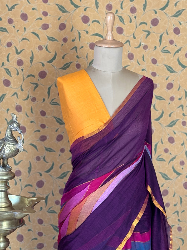 Mul Cotton Saree with Checks