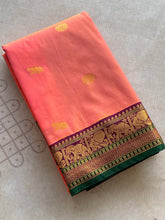 Semi Kanchi Silk Saree – Chakram & Elephant Zari Buttas