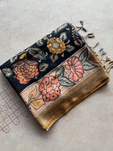 Gulmohar - Pen Kalamkari Tussar Silk Saree with Zari Border & Artistic Pallu