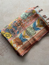 Gulmohar - Pen Kalamkari Tussar Silk Saree with Zari Border & Artistic Pallu