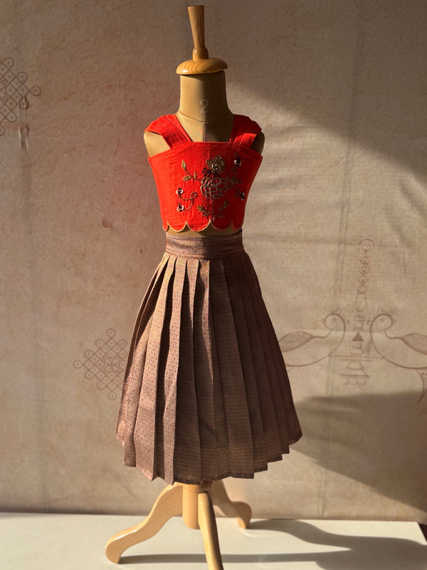 Brocade Crop Top and Skirt
