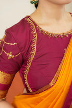 Mustard & Maroon Semi Kanchi Silk Saree