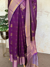 Royal Violet Semi Kanchi Silk Saree with Grand Zari Pallu