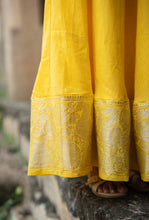 Hema - Pure Cotton Full Sleeve Anarkali Dress with Zari Border & Dupatta – Sunshine Yellow