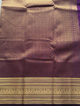 Royal Violet Semi Kanchi Silk Saree with Antique Gold Zari Weave