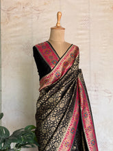 Pure Banarasi Saree with Zari Jaal & Contrast Border