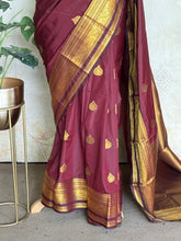 Semi Kanchi Silk Saree – Maroon & Gold Saree