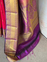 Semi Kanchi Silk Saree with Kolam Buttas & Royal Purple Contrast Border