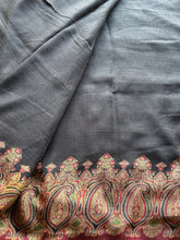 Soft Kashmir Pashmina Saree – Black Paisley Weave