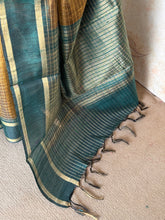 Meghna - Purple Raw Silk Saree with Gold Checks & Contrast Pallu