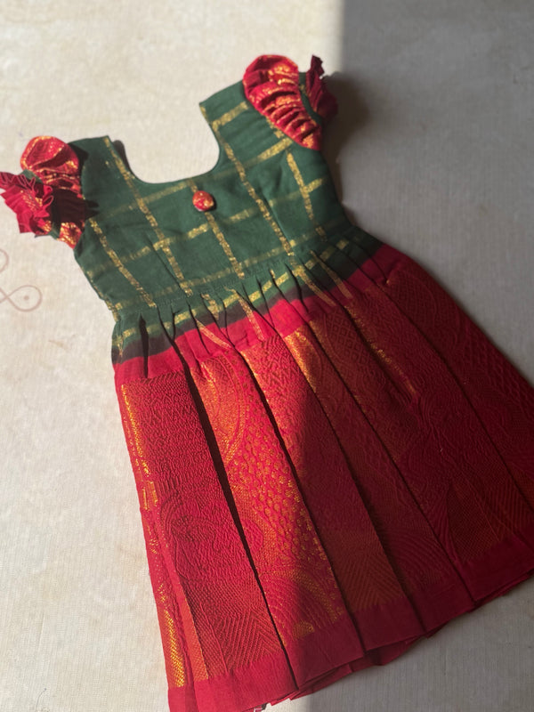 Sungudi kids frock -  Zari Checkered