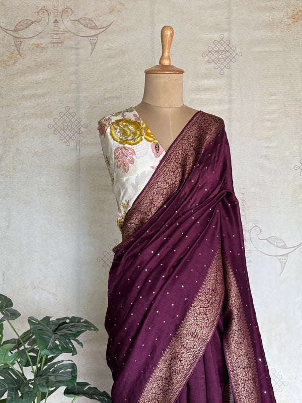 Nijaruna - Pure Matka Silk Saree With Mirror Embellishments