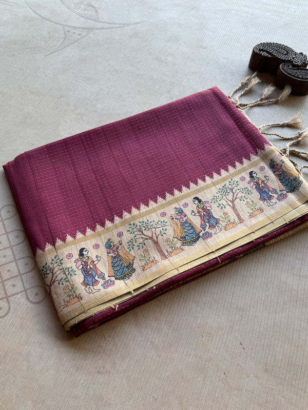 Madhubani - Hand-Painted Madhubani Inspired Tussar Saree