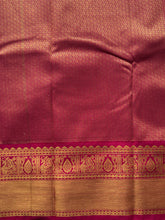 Midnight Teal Semi Kanchi Silk Saree with Magenta Zari Border