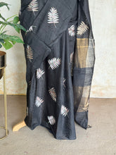 Charvi - Elegant Black Tussar Embroidered Saree