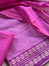 Sharika - Mangalgiri Cotton Unstitched 3 Piece Salwar Suit Set in Orchid Pink & Magenta