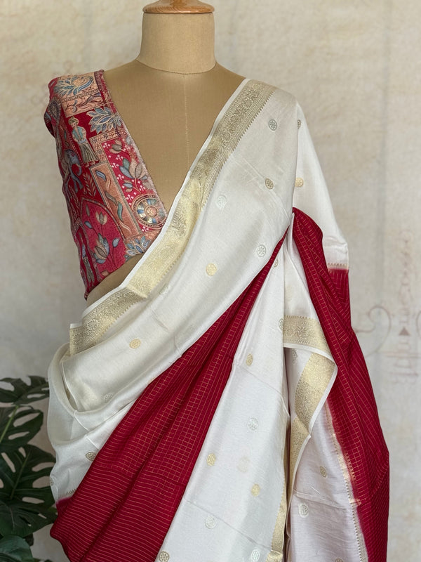Semi Mysore Crepe Silk Mubbagam Saree
