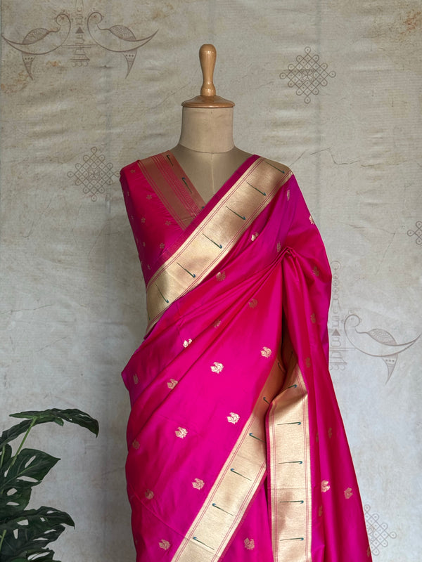 Paithani Saree with Peacock Buttas