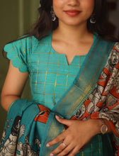 Amudham - Raw Silk 3-Piece Suit Set with Kalamkari Dupatta