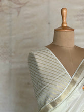 Sadhna - Pure Chiffon Cross Stitch Saree with Floral Embroidered Border & Zari Pallu