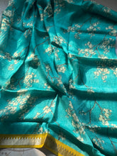 Mangalgiri Silk Floral Print Unstitched Kurta + Dupatta