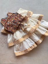 Kids Kalamkari Cotton Top with Ivory Layered Skirt – Festive Ethnic Set