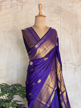 Semi Kanchi Silk Saree – Royal Blue & Gold Saree