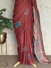 Shraddha - Linen Floral Applique Saree — Hakoba Lace Border
