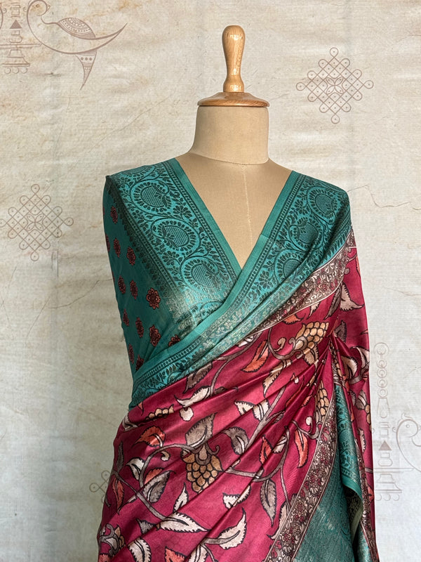 Chandini - Kalamkari Antique Zari Border Saree