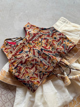 Kids Kalamkari Cotton Top with Ivory Layered Skirt – Festive Ethnic Set