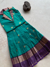 Anicham - 2 in 1 Teal Green Frock with Zari Border & Overcoat Express